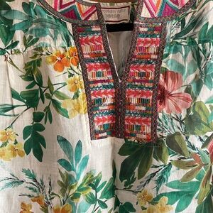 Johnny Was Floral Embroidered Top